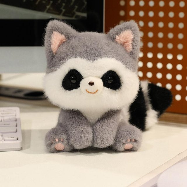 Waschbär Zibetkatze Eichhörnchen Puppe, Plüschtier, 15cm, Grau - Bild 1