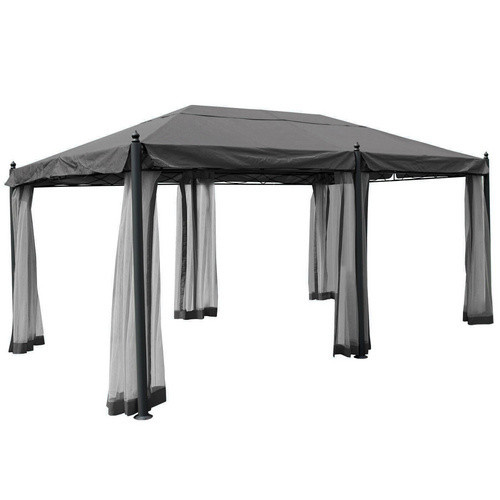 MVG Pergola MVG-HA014 in Grau mit Stahlgestell, Seitenwand und Moskitonetz, B x T: 5 x 3 m - Bild 3