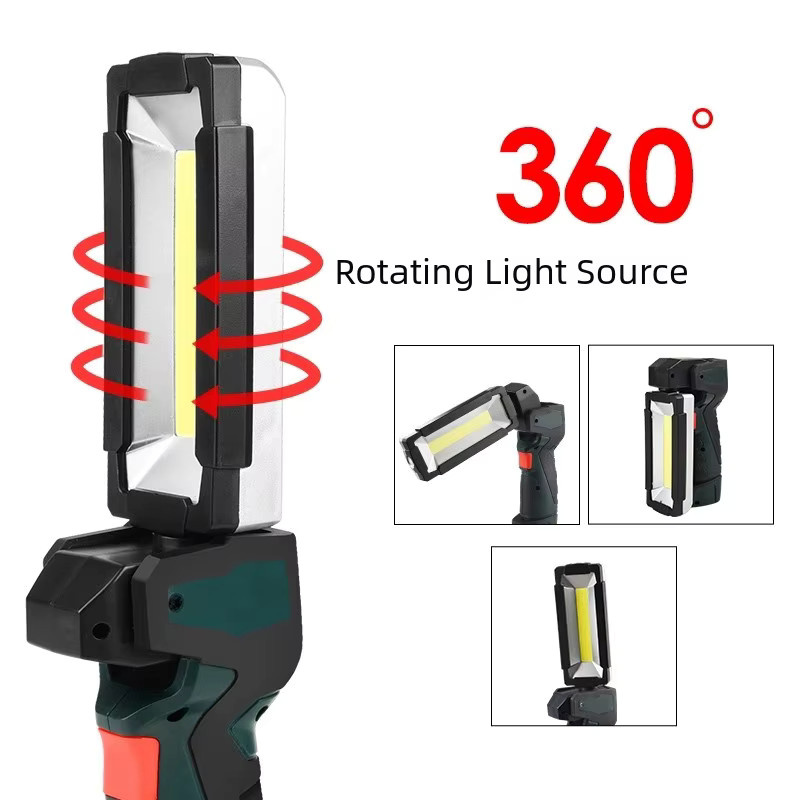 ESMARTER COB LED Arbeitsleuchte Schwarz, USB-aufladbare magnetische Inspektionslampe mit Notfall-Blinklicht - Bild 2
