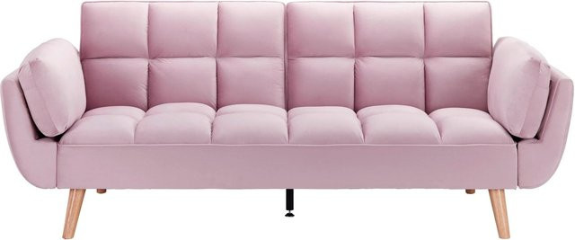 Bessagi Home Schlafsofa Cora in Rosa aus Samt mit Kissen inkl. Click-Clack-Funktion - Bild 1