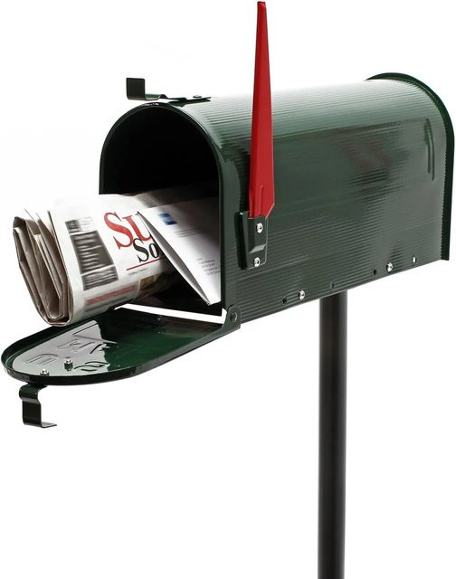 Wiltec Amerikanischer Briefkasten mit Ständer in Grün, H x B x T: 48 x 18 x 22 cm - Bild 1