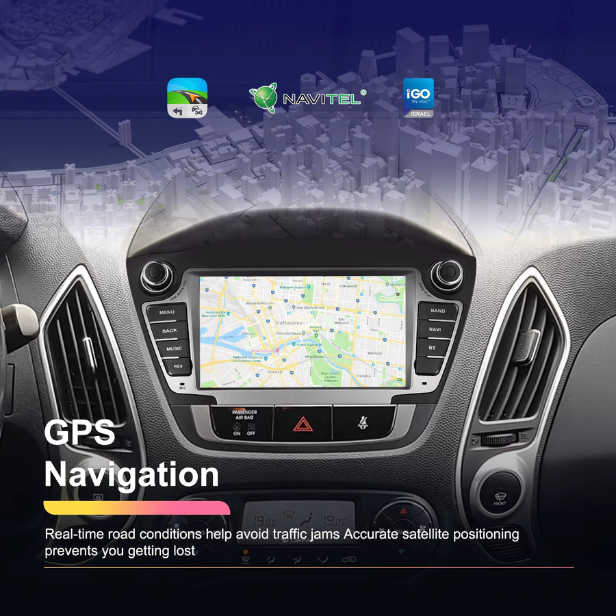 Podofo Android Auto-Multimedia-Player für Hyundai Tucson IX35 mit 2+64G Speicher, Carplay, Android Auto, WIFI, GPS, Bluetooth und USB in Schwarz - Bild 4