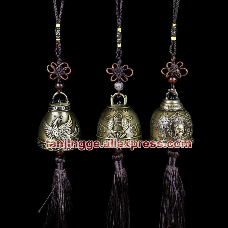 Goldene Feng Shui Windglocke aus Metall mit Buddha und Drachen als hängende Dekoration - Bild 3