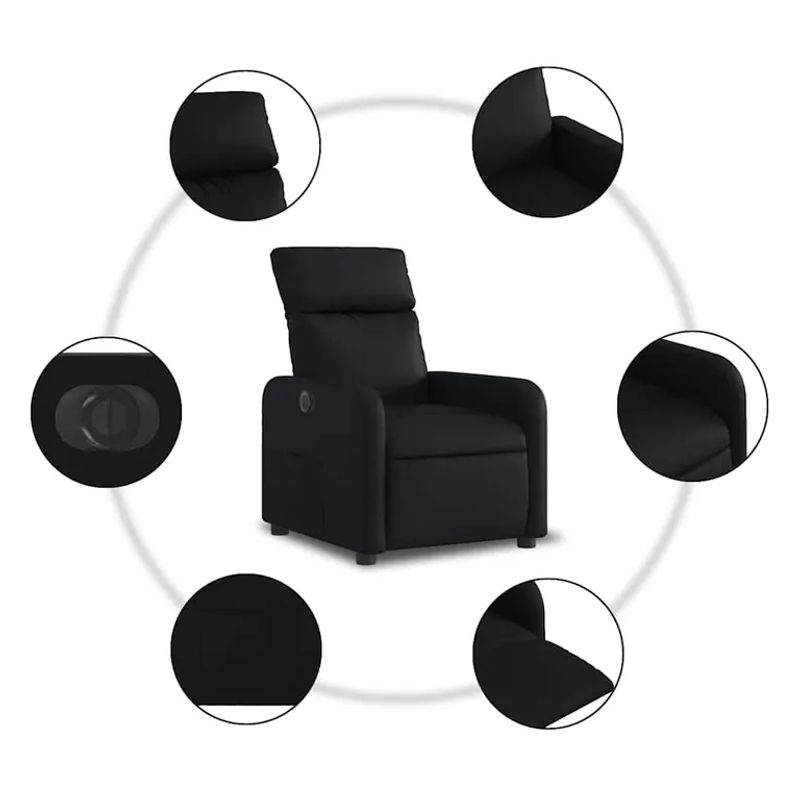 Vidaxl Elektrischer Relaxsessel in Schwarz mit Kunstlederbezug im modernen Design - Bild 7