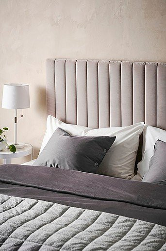 Jotex Kopfteil DERBY in Beige mit Samtbezug, Breite: 180 cm, Höhe: 130 cm, Tiefe: 9 cm - Bild 1