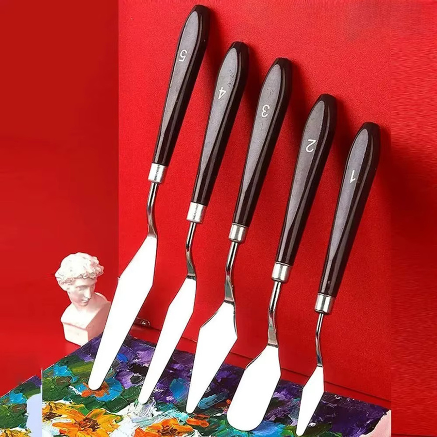 5-teiliges professionelles Kunst-Palettenmesser-Set aus Edelstahl in Silber mit Kunststoffgriff für Öl- und Acrylmalerei - Bild 2