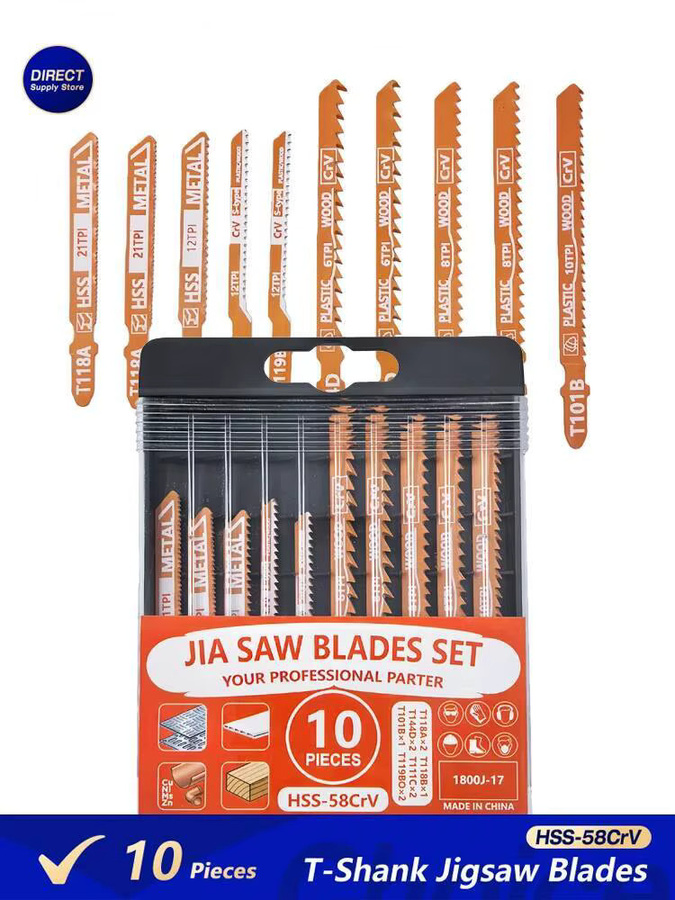 Realmote 10-teiliges Stichsägeblatt-Set mit T-Schaft aus HSS für Holz, Kunststoff und Metall - Bild 3