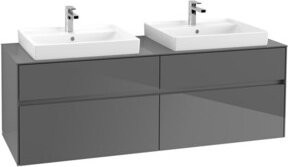 Villeroy & Boch Waschtischunterschrank Collaro für 2 Waschbecken in Grau Hochglanz, B/T/H: 160 x 54,8 x 50 cm - Bild 1