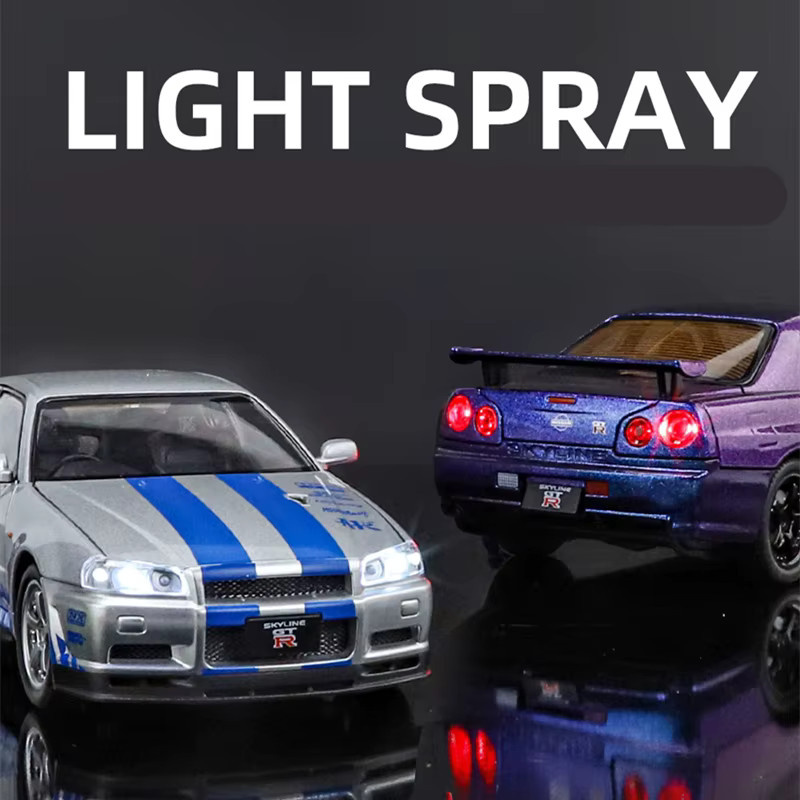 MAKEDA Silvia Skyline Ares GTR GT-R R34, Automodell, 1:24, mit Licht und Ton - Bild 2