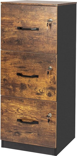 Relaxdays Hängeregisterschrank aus Holzwerkstoff in Schwarz und Braun, abschließbar und wandmontiert, B/T/H: 103 x 40 x 40 cm - Bild 1