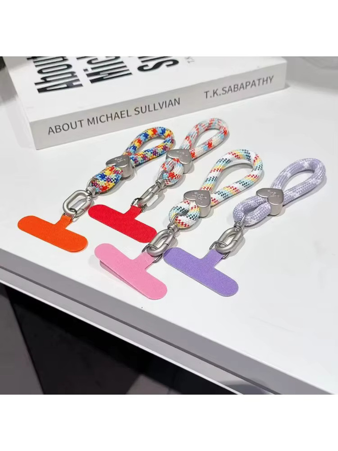 Universelles kurzes Handy-Lanyard als verstellbares Handgelenkband und Schlüsselanhänger in Mehrfarbig und Blau - Bild 3