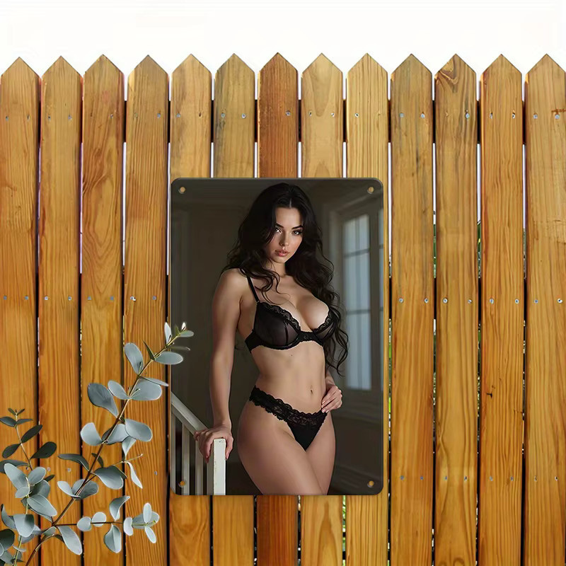 Retro Metall Wandkunstschild CIFBUY mit Bikini-Frau Motiv, Mehrfarbig, B: 30 cm, H: 20 cm - Bild 2