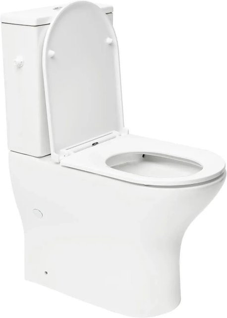 Swiss Aqua Technologies Stand-Kombi-WC spülrandlos mit erhöhter Sitzfläche und Softclose WC-Sitz, Weiß - Bild 1