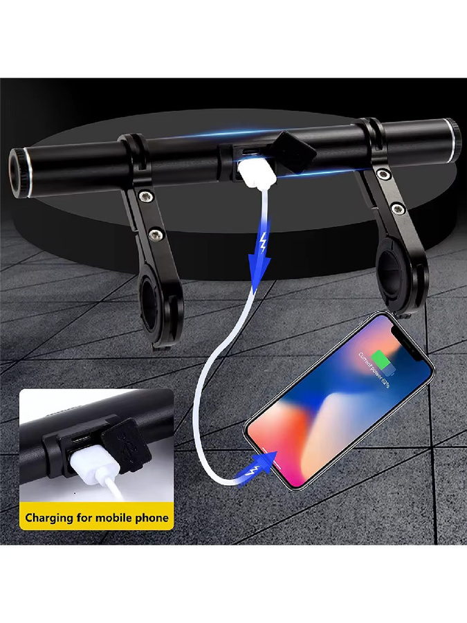 Fahrrad Lenker Extender mit USB-C Anschluss und Halterung für Tacho oder GPS in Schwarz - Bild 5