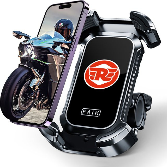 Motorrad-Telefonhalterung für Royal Enfield Bullet, Meteor, Classic 350, 500, Interceptor 650, Continental GT 535 und Himalayan 411 in Schwarz - Bild 1