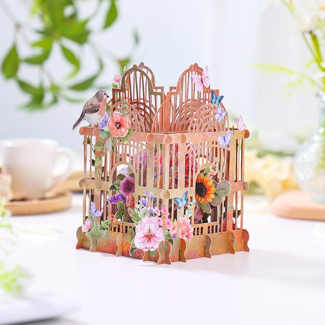 Opjoys Rose Birdcage 3D Pop-Up-Karte in Multicolour - Bild 1