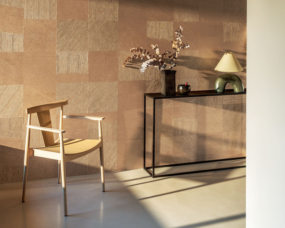 Élitis Tapete Koshi RM 1060 92 in Gold, Braun und Beige mit abstraktem geometrischem Design - Bild 2