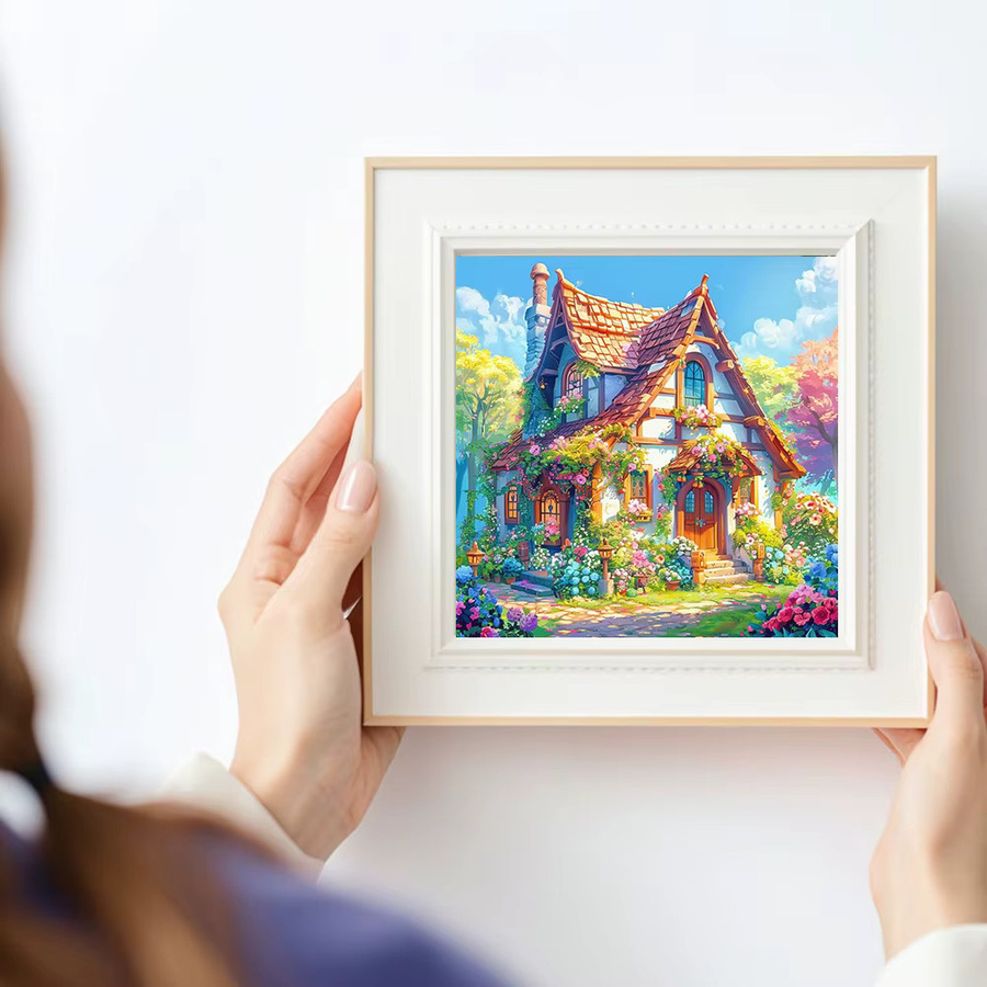 Huacan Diamantmalerei Set Frühling Landschaft mit Blumen und botanischen Motiven, Rundbohrer, Mehrfarbig, 20 x 20 cm - Bild 3