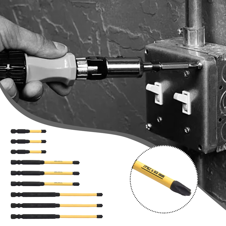 Magnetisches Elektriker-Schraubendreher-Bits-Set von DAZZLEEX aus legiertem Stahl in Gelb, FPH2, Längen: 65 mm, 110 mm und 150 mm - Bild 3