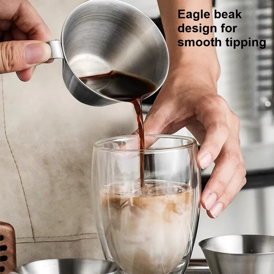 FEB.WIND Espresso-Messbecher aus Edelstahl mit Skala und V-förmigem Auslauf, Silber - Bild 3