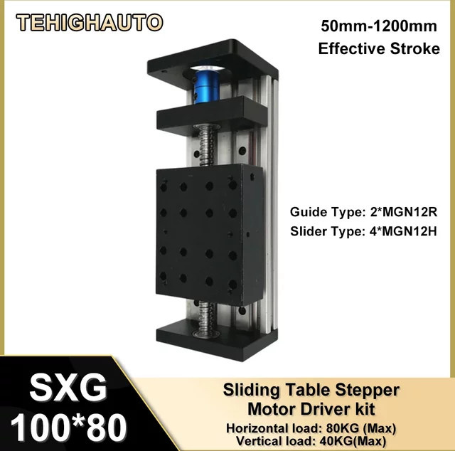 TEHIGHAUTO Doppelschienen-Schiebetisch mit XYZ-Achse und Kugelumlaufspindel, Breite: 80 mm, 4 Schieber, bis 80 kg Last - Bild 1