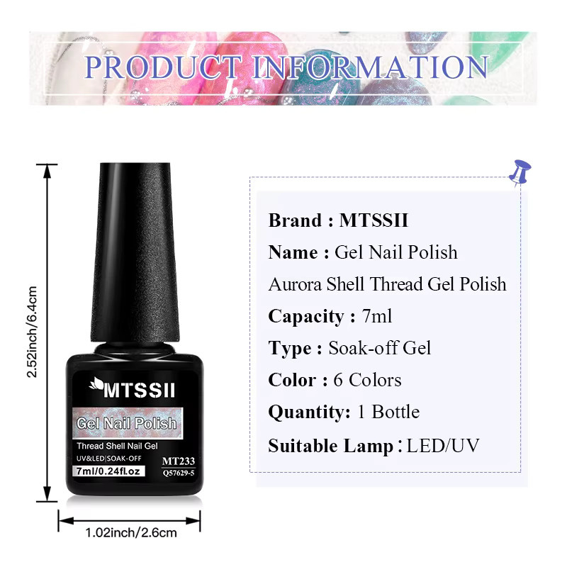 Mtssii Aurora Shell Thread Gel Nagellack, 7 ml, Glänzend - Bild 3
