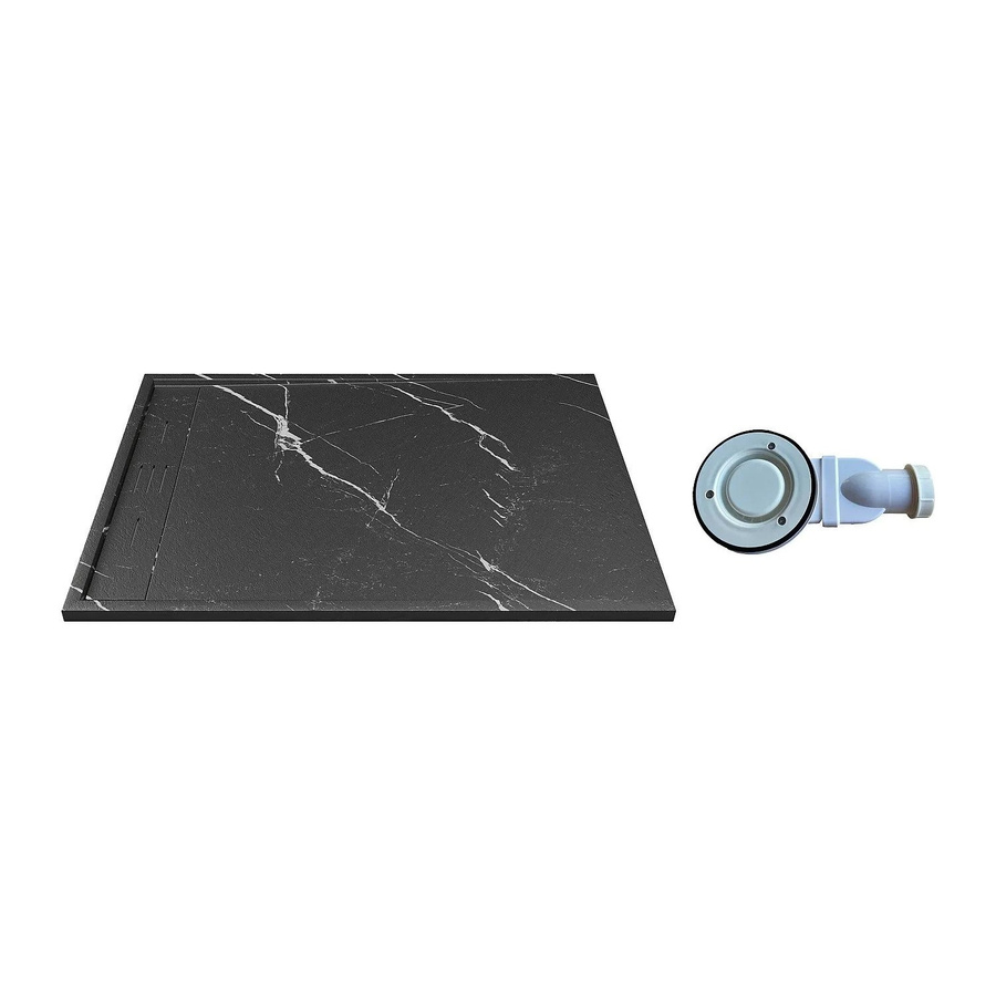 Vente-unique Duschwanne Lyrosa rechteckig in Schwarz und Weiß, Breite: 140 cm - Bild 2