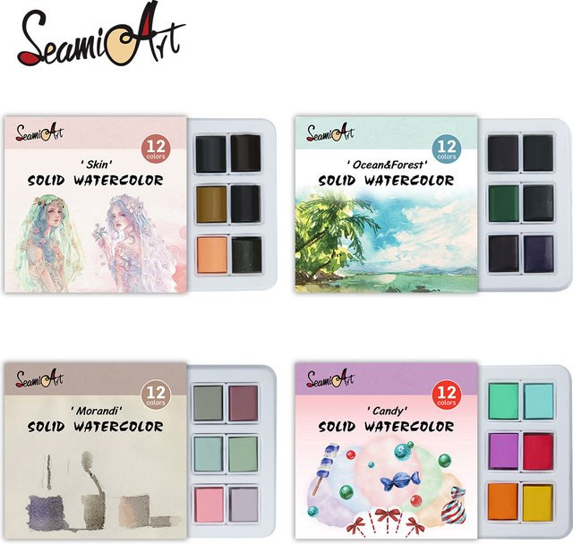 SeamiArt Aquarell-Set mit 12 Farben in Multicolour für Malerei und Kunstbedarf - Bild 1