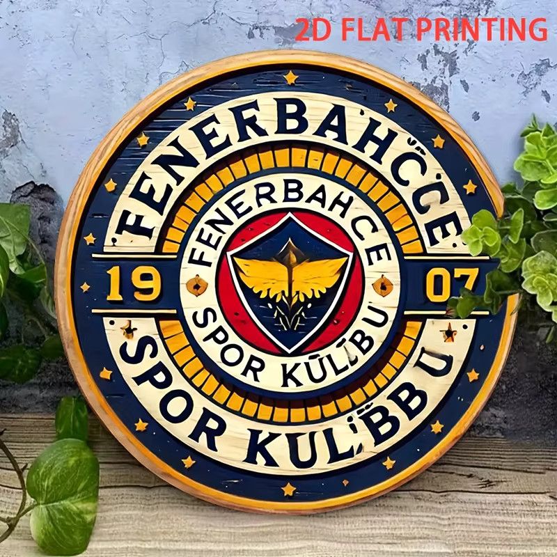 Dekoratives Wandschild mit Fenerbahce Sports Club-Logo von Potdemiel, rundes Metall-Wandkunst im Vintage-Stil, Durchmesser: 19,81 cm, Multicolor - Bild 6