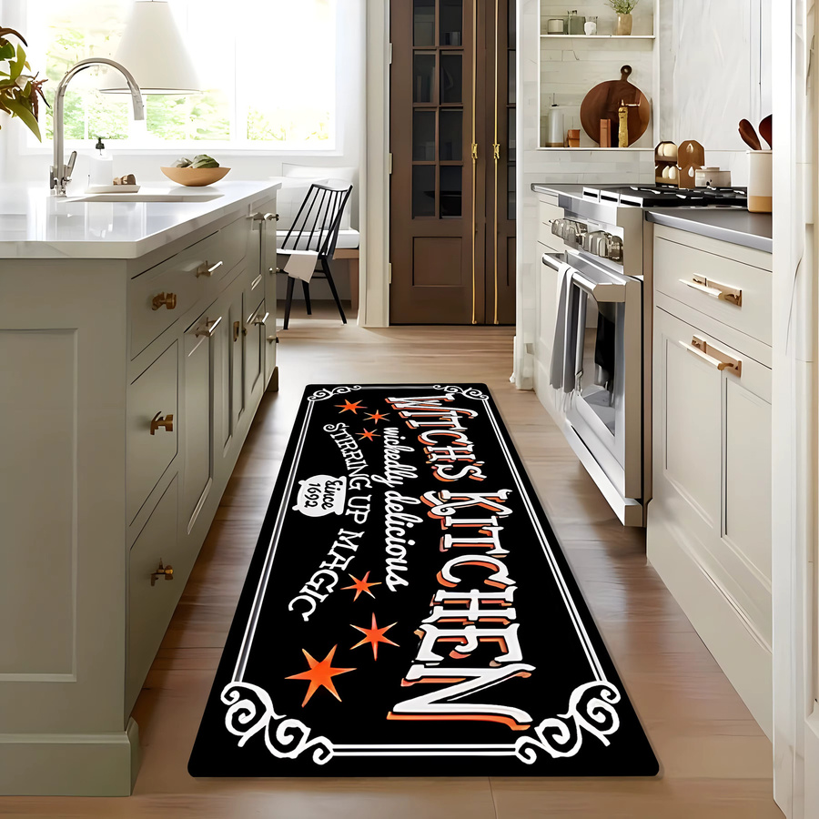 VIKAMA 2-teiliges Küchenteppich-Set in Schwarz für Küche, Wohnzimmer oder Schlafzimmer - Bild 6