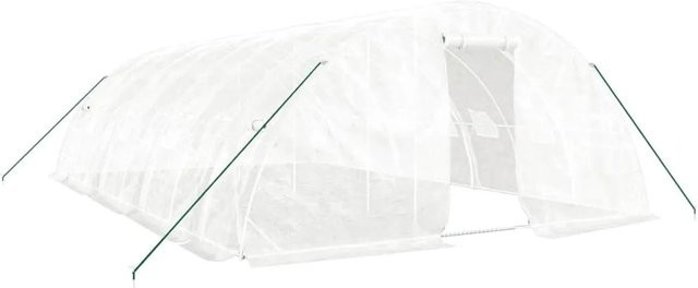 Furnicato Gewächshaus mit Stahlrahmen in Weiß, 40 m², B: 8 m, T: 5 m, H: 2,3 m - Bild 1