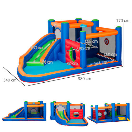 Outsunny Hüpfburg Wasserspielplatz Mehrfarbig Polyester - Bild 3