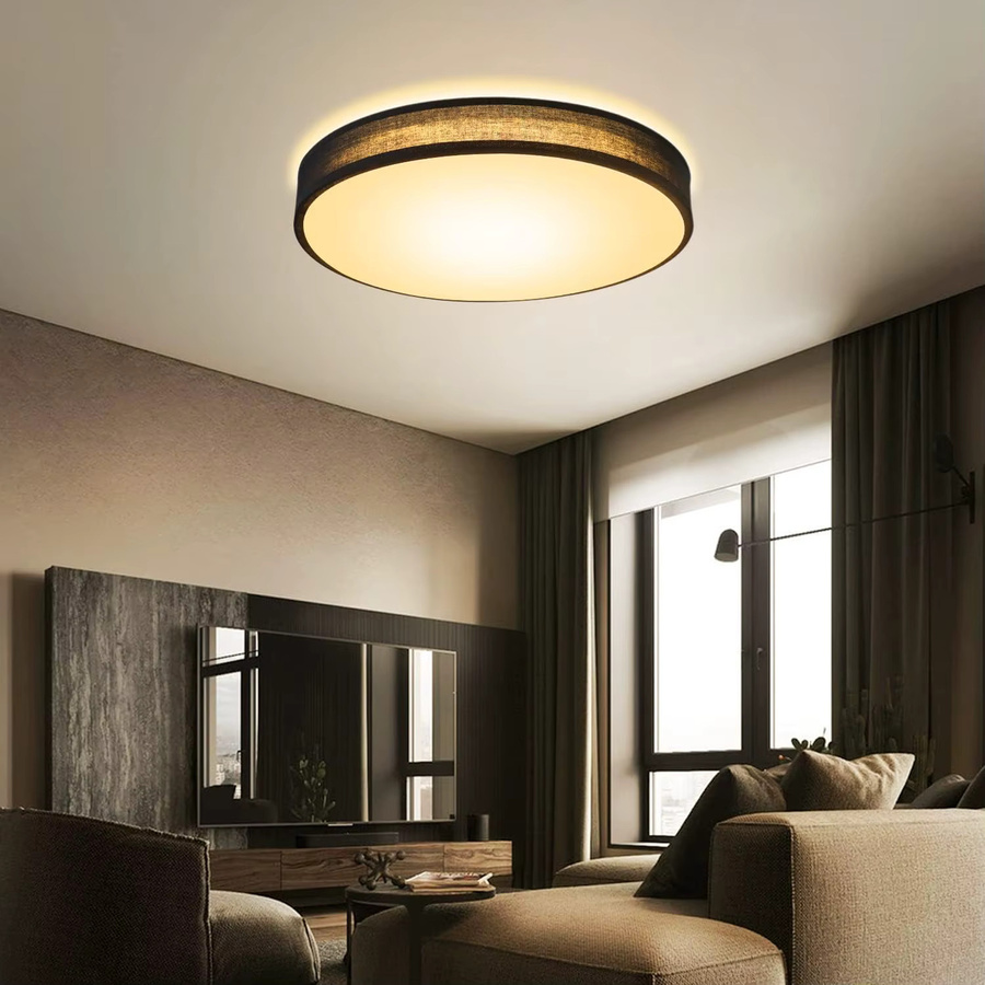 Nettlife Moderne Runde Deckenlampe mit Stoffschirm in Schwarz, Durchmesser: 30 cm, E27 Fassung - Bild 5