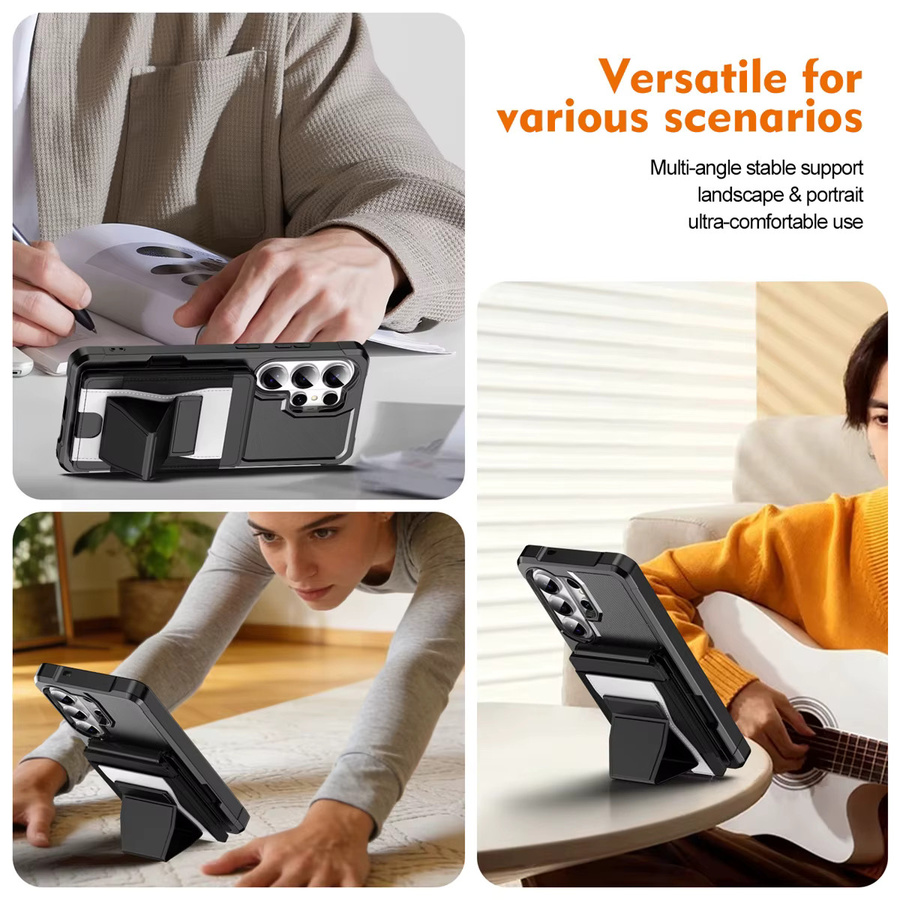 Lederhülle mit Kartenhalter und Ständer für Samsung Galaxy S21 S22 S23 S24 S25 S26 Ultra FE Plus und A-Serie in Schwarz oder Gold - Bild 2