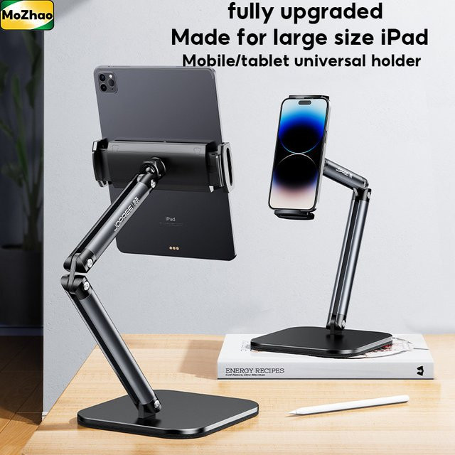 Mozhao Tablet und Smartphone Halterung aus Aluminiumlegierung für den Schreibtisch, verstellbarer Desktop Stand für iPad und andere Geräte, Farben: Grau oder Schwarz - Bild 1