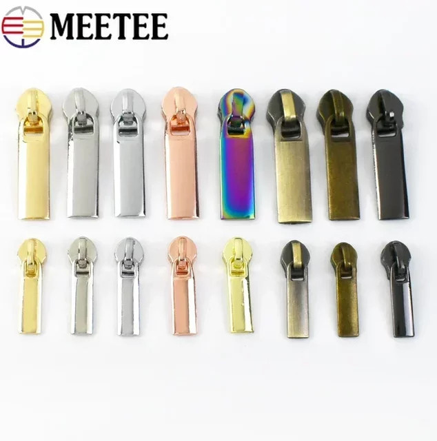 Meetee Reißverschluss-Schieber Reparatur-Set für Nylon-Reißverschlüsse in Gold und Multicolour als DIY Nähzubehör für Kleidung und Jacken - Bild 1