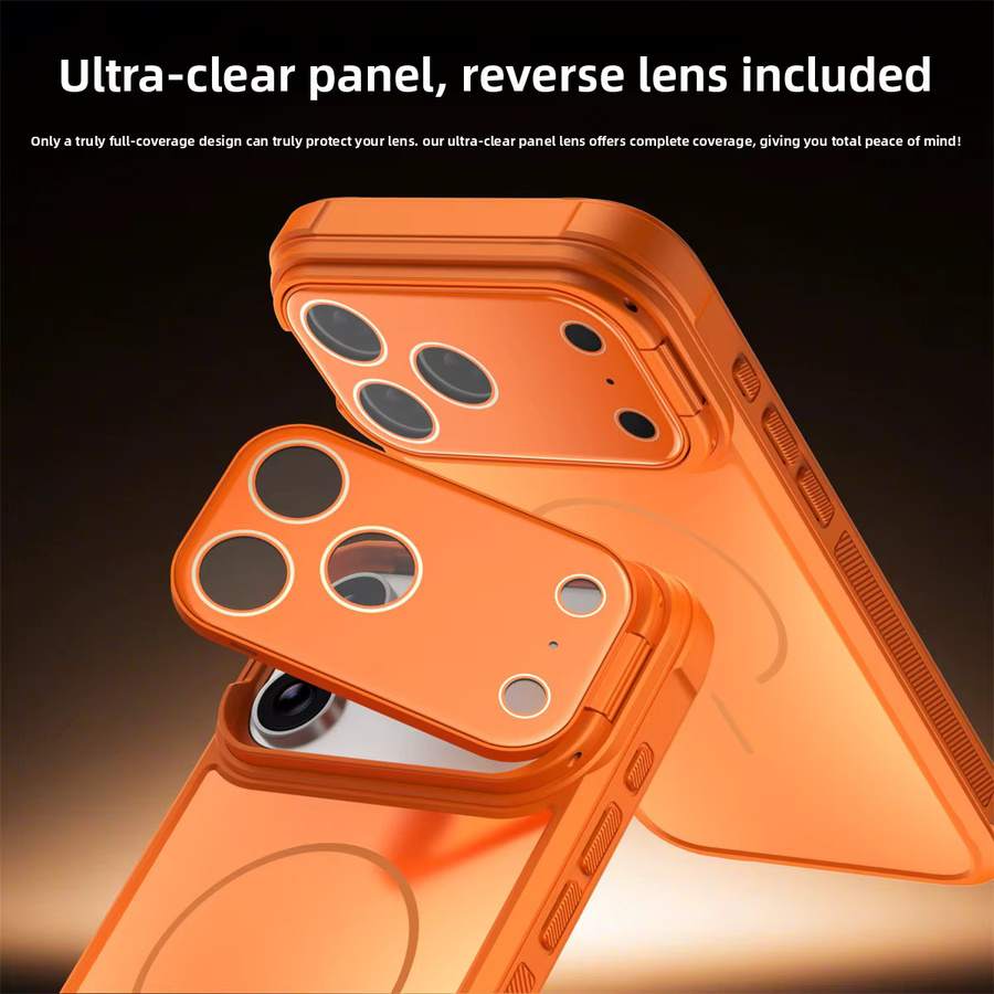 MagSafe Magnetische Schutzhülle für iPhone 11 bis iPhone 17 Air in Matte Acryl Optik mit stoßfestem Objektivschutz, Farben: Braun und Orange - Bild 3