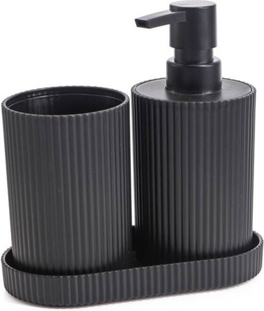 Sensation Badezimmer-Set aus Kunststoff in Schwarz mit Seifenspender, Zahnbürstenhalter und Seifenschale