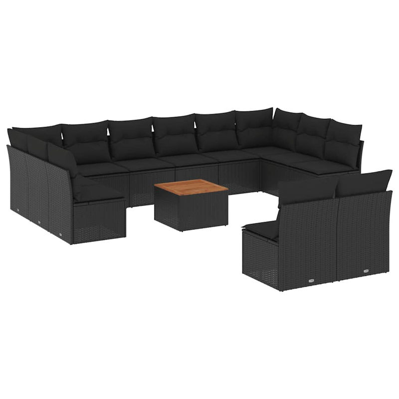Vidaxl Gartenmöbel-Set aus PE-Rattan mit Kissen in Schwarz für Erwachsene im modernen Design - Bild 5