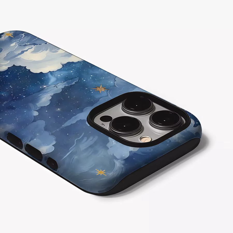 Potdemiel Handyhülle Starry Sky Clouds für iPhone 17 16 15 14 13 Pro Max Plus, doppelschichtige robuste Hülle, Blau - Bild 3