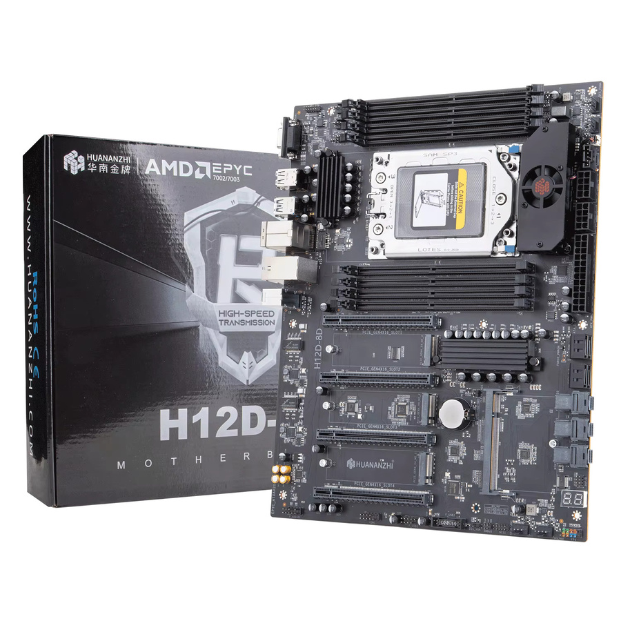HUANANZHI H12D-8D Motherboard-Set EPYC Server-Kit mit AMD EPYC 7002 7003 Serie CPU, BMC IPMI, 8-Kanal-Speicher und Dual 2.5G Netzwerk, Schwarz - Bild 3