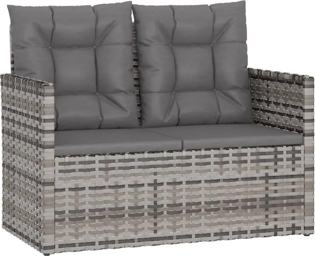 furnicato Gartenbank aus Poly Rattan mit Armlehnen und Kissen in Grau Anthrazit B/T/H: 105 x 56 x 75 cm - Bild 1