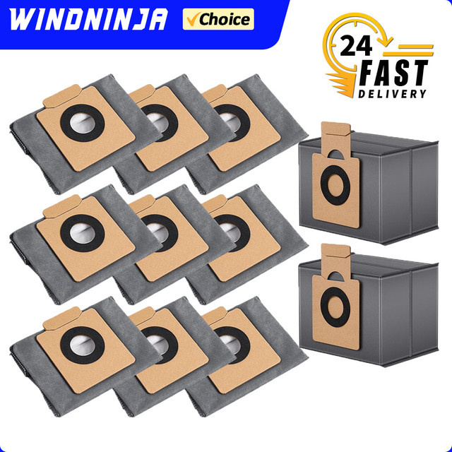 WINDNINJA Ersatz-Staubbeutel für Eufy X8 Pro SES und X10 Pro Omni Auto-Empty Station, hypoallergene Vlies-Beutel mit großem Fassungsvermögen - Bild 1