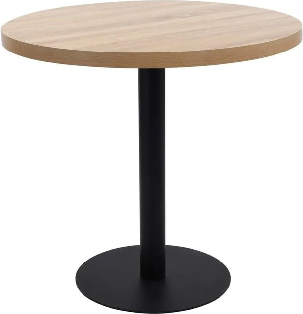 DELUKE Bistrotisch FLORI Rund in Hellbraun und Schwarz aus MDF und Stahl, Durchmesser: 80 cm, Höhe: 75 cm - Bild 1