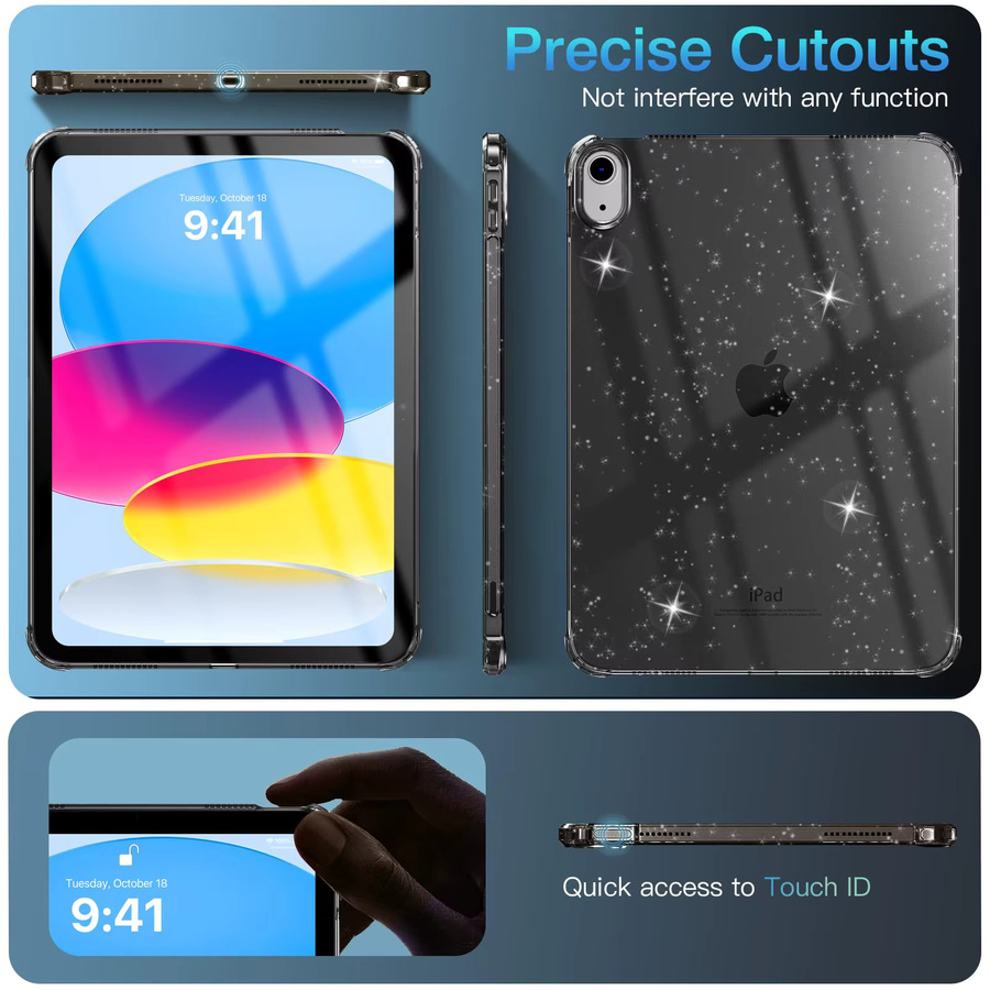 Zair Silikonhülle mit Glitzer-Effekt für iPad Air, Mini und Pro in Transparent - Bild 4
