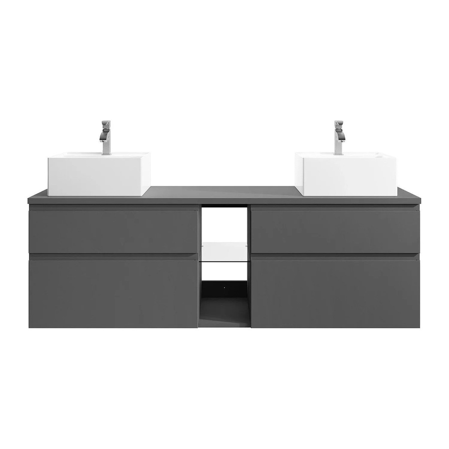 Vente-unique Doppelwaschtisch Magdalena Grau, Breite: 150 cm - Bild 2