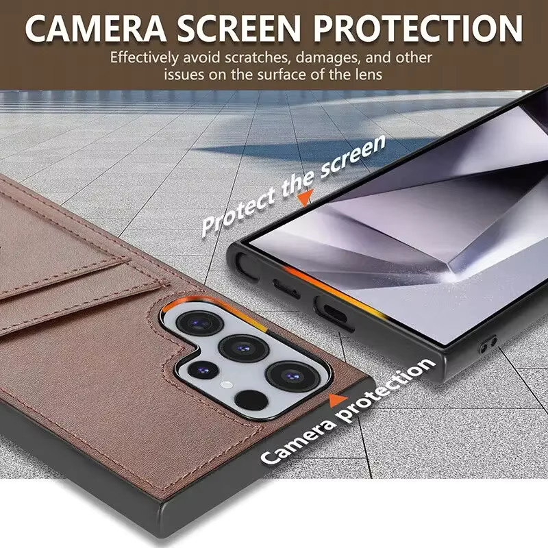 Leder-Handyhülle als Kartenetui für Samsung Galaxy S26 Ultra S25 Edge S24 S23 S22 S21 S20 FE A17 A37 A57 A16 A36 A56 in Schwarz oder Braun - Bild 5