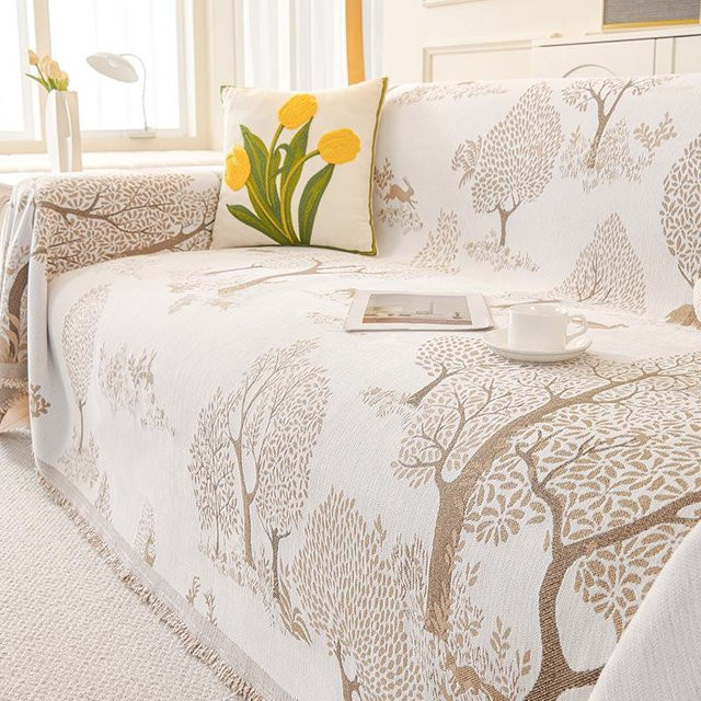 Universal Sofabezug im Pastoralstil mit floralem Design, Chenille-Material, Anti-Katzenkratzer, B/B: 180 x 130 cm - Bild 1