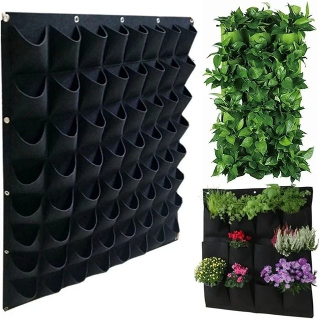 Wandbehang Pflanzbeutel aus Filz in Schwarz für Gemüse und Blumen - Bild 1
