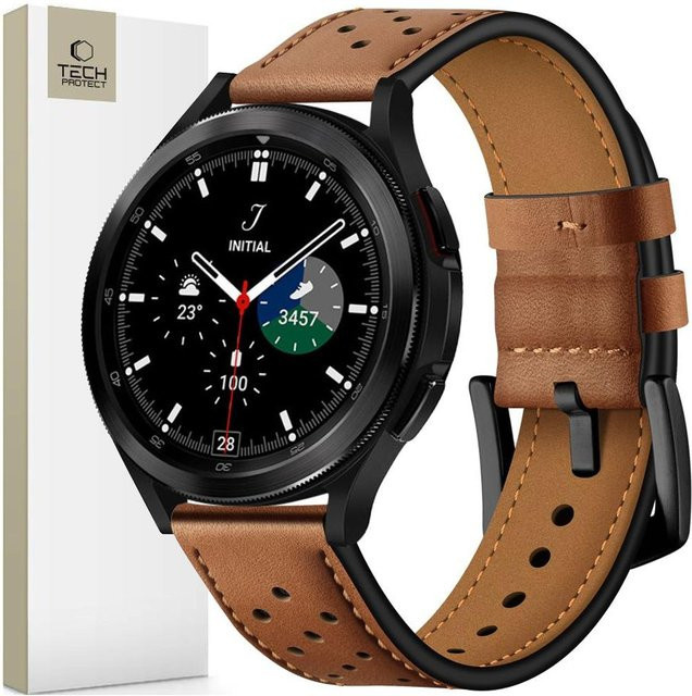 Tech-Protect Uhrenarmband Leder, Braun, Schwarz, Samsung Galaxy Watch - Bild 1